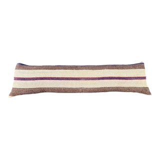 Turkish Hemp Pillow Cushion Natural Beige Brown Cushion Cover 12"x46" For Sale