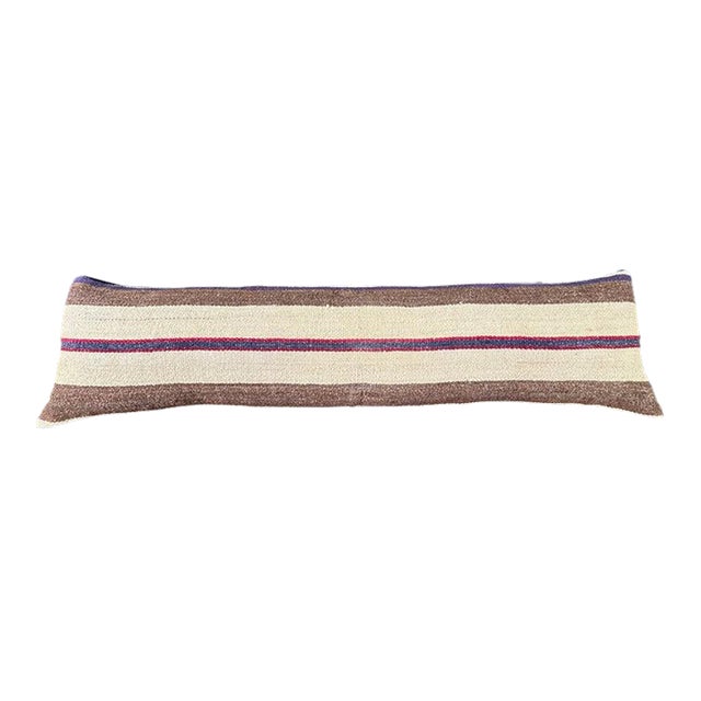 Turkish Hemp Pillow Cushion Natural Beige Brown Cushion Cover 12"x46" For Sale
