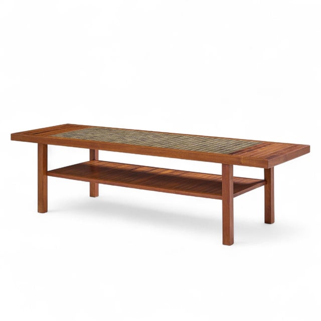 Mid-Century Modern Jane and Gordon Martz for Marshall Studios Walnut and Tile Coffee Table For Sale - Image 3 of 9
