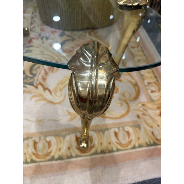 P.E.Guerin Hollywood Regency Glass & Brass Oval Coffee Table For Sale In Detroit - Image 6 of 10