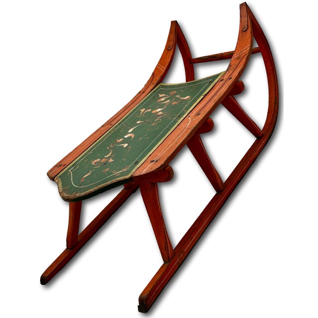 Outstanding Antique American Victorian Childs Snow Sled With Beautiful Original Hand Painted Features - Circa 1870s For Sale - Image 10 of 18