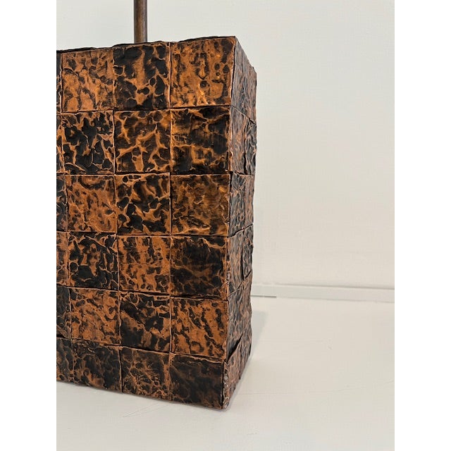Metal Mid 20th Century Mid-Century Hammered Copper Table Lamp, in THS Style of Paul Evans For Sale - Image 7 of 9
