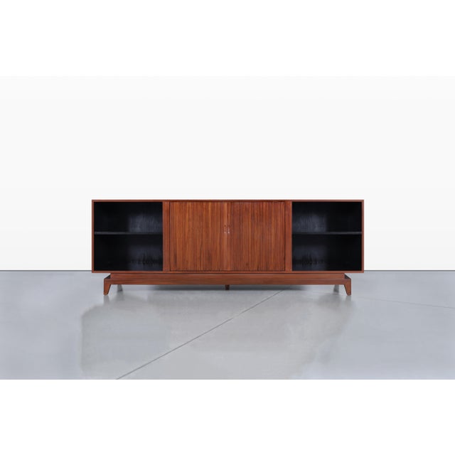 Sienna Mid-Century Modern Walnut Tambour Door Credenza, 1960s For Sale - Image 8 of 14