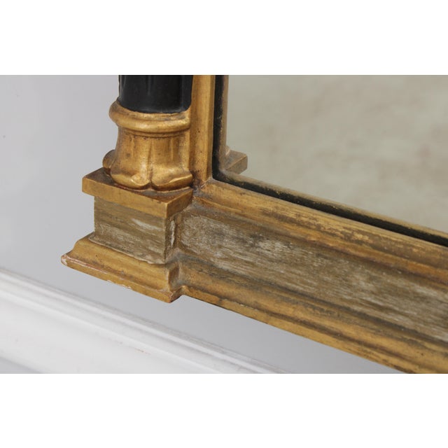 Glass Vintage Italian Ebonized and Gilt Gold Wall Mirror For Sale - Image 7 of 13