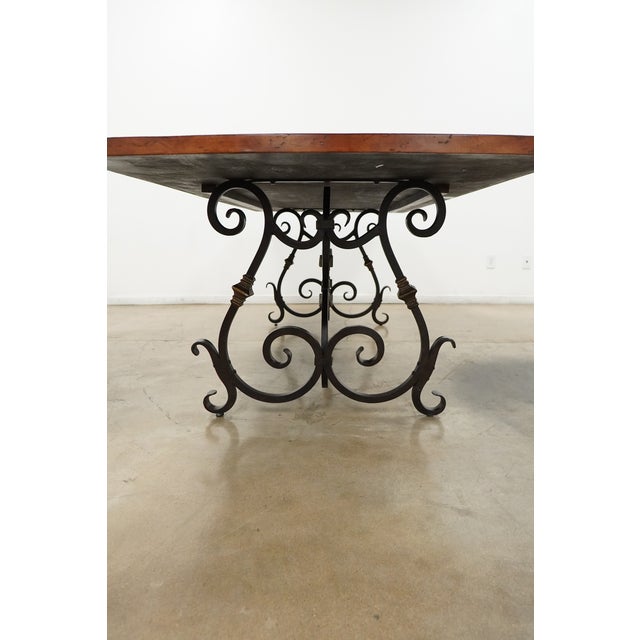 Vintage Wood Top Dining Table With Iron Base For Sale - Image 12 of 15