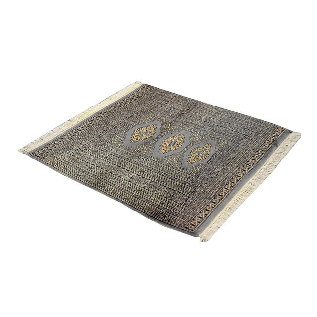 Hand-Woven Blue & Grey Bukhara Rug, 1960s For Sale - Image 17 of 17