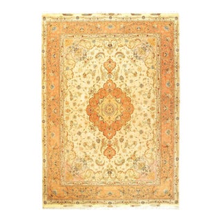 Pasargad DC Ivory Color Tabriz Silk & Wool Rug For Sale