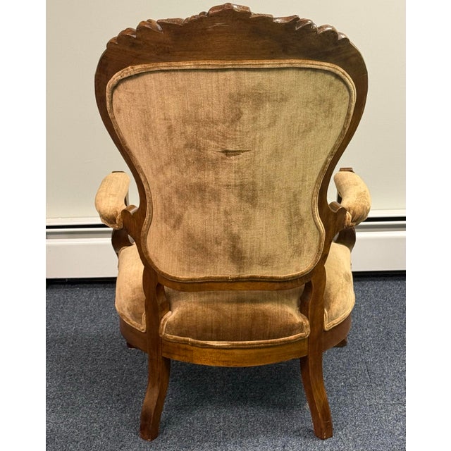 Late 19th Century Carved Victorian Walnut Parlor Chairs For Sale - Image 4 of 12