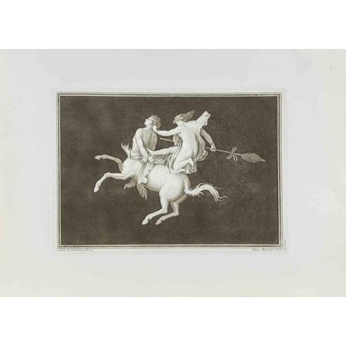 Etching on paper from "Antiquities of Herculaneum", realized by Filippo Morghen in the late 18th Century. Signed in the...