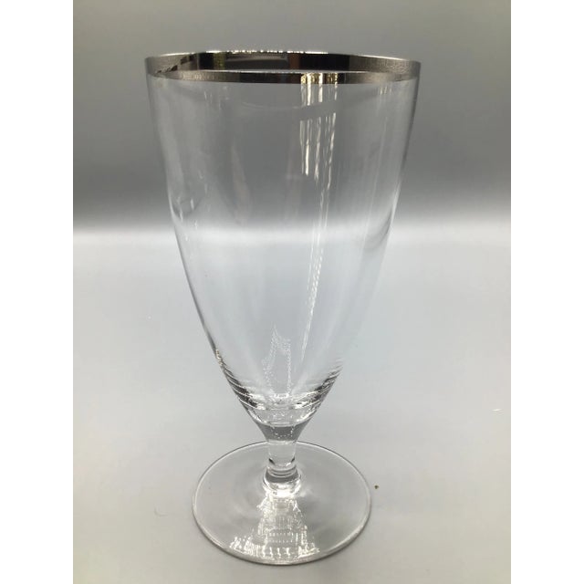 West Germany 1940s Platinum Rim Stemmed Water Glasses. Beautiful crystal glasses. Fine workmanship and elegant.