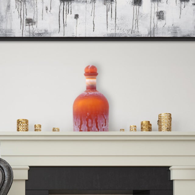 Orange Mercer Glass Capped Bottle in Tangerine- Short For Sale - Image 8 of 9