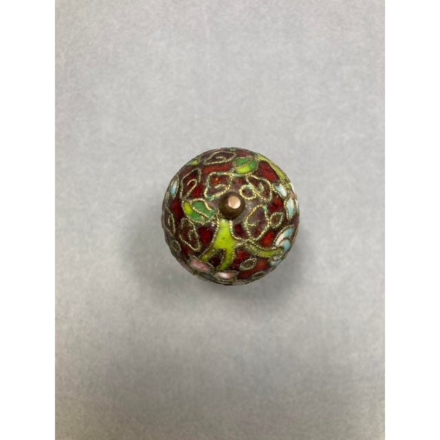 Vintage Cloisonne Floral Lamp Finial For Sale - Image 9 of 10