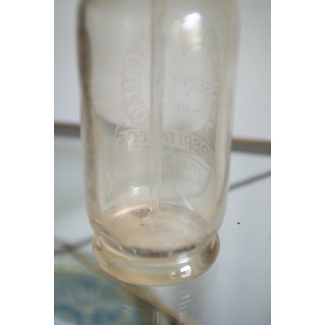 Glass Antique Peruvian Callao Hospital Seltzer Bottle Peru Art Deco Barware For Sale - Image 7 of 8