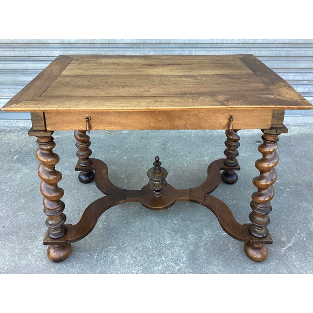 Antique French Walnut Desk/Side Table on Barley Twist Legs For Sale - Image 11 of 11