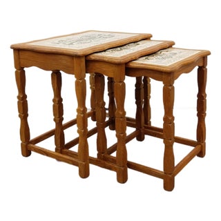 Set of Vintage Danish Oak Nesting Tables For Sale