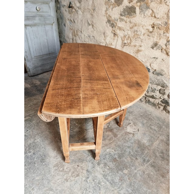 Vintage French Gateleg Table Oval Drop-Leaf Dining Table, France, 1950 For Sale - Image 13 of 18