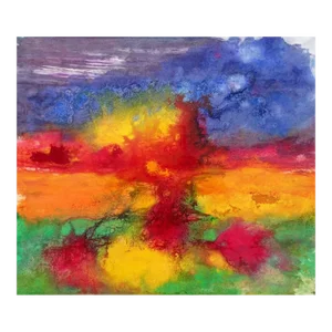 Abstract 36 Red Orange Yellow Green Colourful Painting From British Artist