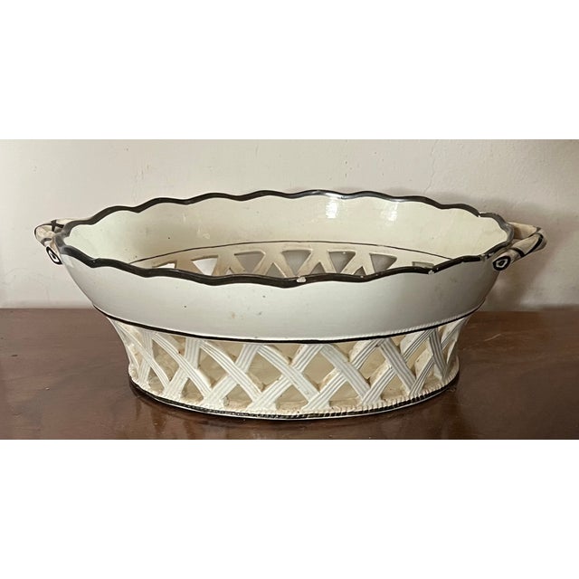 Antique Early 19th Century English Georgian Creamware Chestnut Basket For Sale - Image 4 of 12