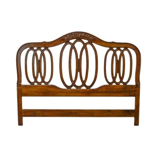 French Country Style Fruitwood Queen Size Headboard by White For Sale