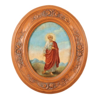 Saint Jude Tadeo, Oil on Copper, 19th Century For Sale