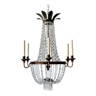 French Provincial Crystal Beaded Chandelier For Sale