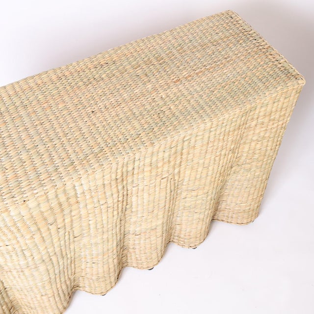 Drapery Flat Back Woven Console For Sale In West Palm - Image 6 of 8
