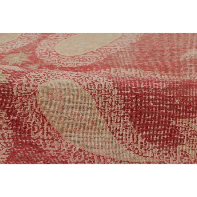 Pink Vintage Turkish Distressed Anatolian Rug With Paisley Medallion - Rug & Kilim For Sale - Image 8 of 9