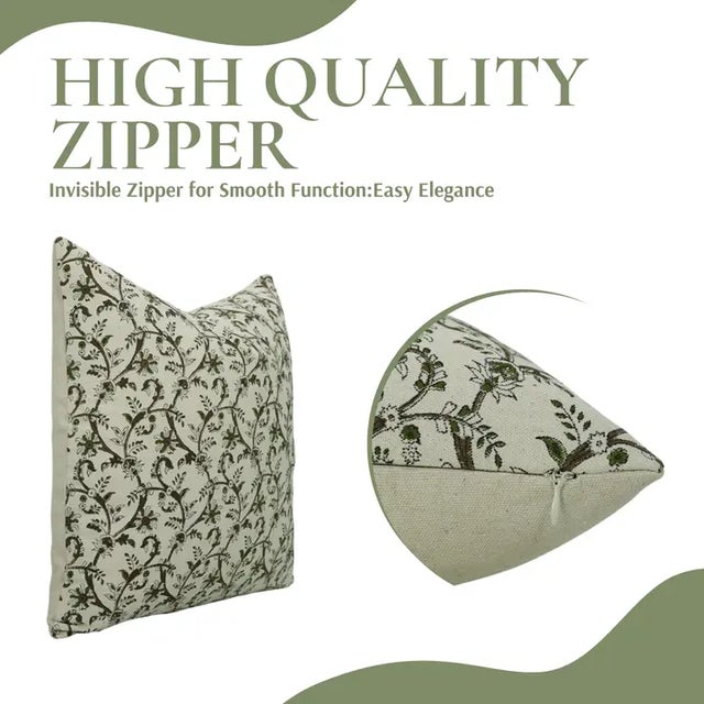 Art Deco Fabdivine Handmade Block Printed Cushion Cover 24x24 Inch Duck Canvas- Varanasi For Sale - Image 3 of 5