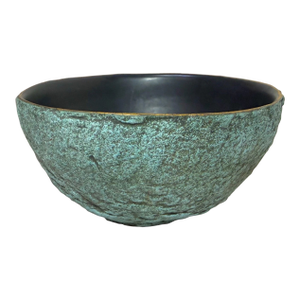 Share Vintage 1987 Green Cristina Salusti Volcanic Stone Style Brutalist Pottery Bowl