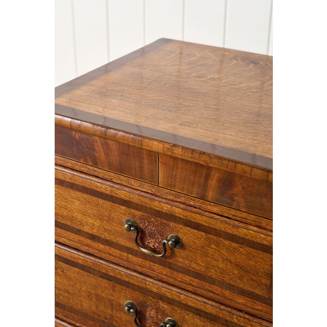 19th Century 19th Century Oak and Mahogany Crossbanded Two Over Three Chest of Drawers For Sale - Image 5 of 9