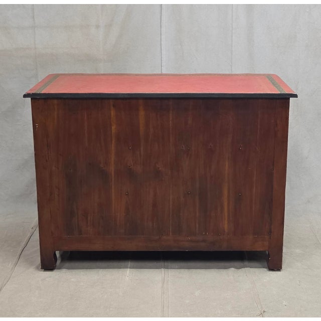 Vintage Theodore Alexander Red Leather Wrapped Serpentine Chest of Drawers For Sale - Image 13 of 13