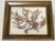 Two organic modern natural specimens of brown Florida seaweed Sagrassum branches in wooden frames.