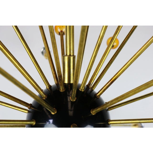 Stilnovo Italian Minimalist Sputnik Chandelier in Black, Gold & Murano Glass in the Style of Stilnovo, 1950s For Sale - Image 4 of 13