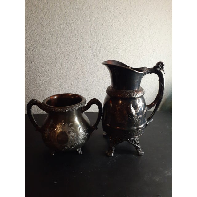 Antique Dated 1924 Ornate Bombay & Co Silver Pedestal Mini Pitcher- Set of 2 For Sale - Image 4 of 9