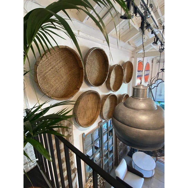 Jumbo Vintage Asian Bamboo Grain Basket For Sale - Image 9 of 11