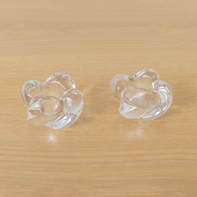 1950s 1950s Pair of French Glass Candle Holders For Sale - Image 5 of 10