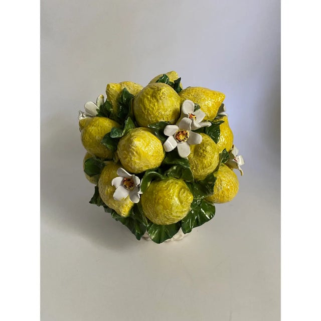 Mediterranean Italian Hand-Painted Lemon Compote Centerpiece For Sale - Image 3 of 6