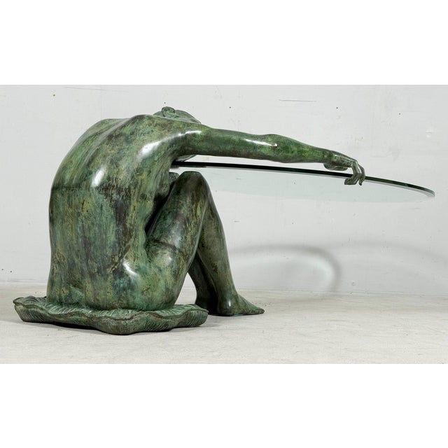 Sculptural Coffee Table with Female Nude Sculpture in Bronze, France, 1980s For Sale - Image 10 of 18