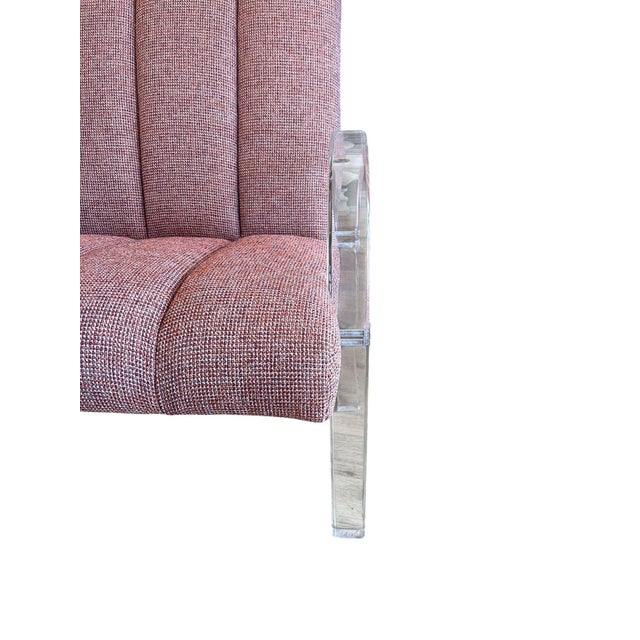 Textile Pair of Waterfall Collection Lucite Armchairs Attributed to Charles Hollis Jones . Usa 1970's. For Sale - Image 7 of 8