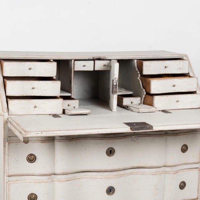 19th Century Swedish White Rococo Secretary Bureau For Sale - Image 9 of 13