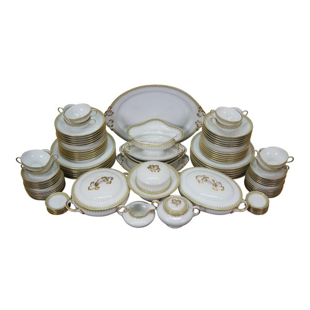 French Antique William Guerin & Co Limoges France Dinner Service for 12 - 100pc Lot For Sale - Image 3 of 18
