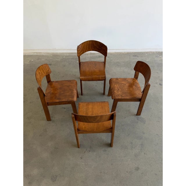 1970s German Plywood Dining Chairs- Set of Four For Sale In Los Angeles - Image 6 of 18