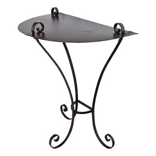 Early 20th Century French Wrought Iron Demilune Console in New Powder-coat For Sale