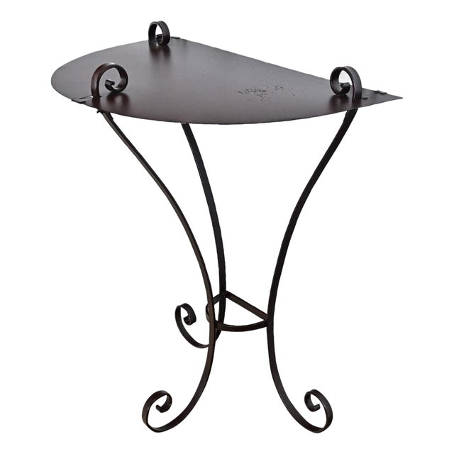 Early 20th Century French Wrought Iron Demilune Console in New Powder-coat For Sale