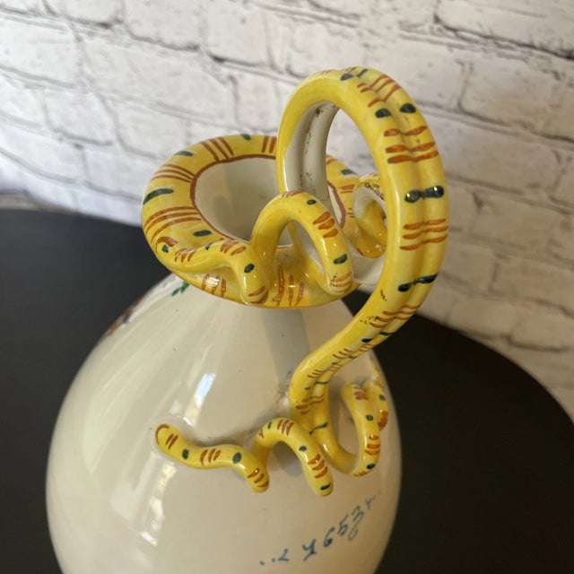 Ceramic Vintage Majolica Neo Renissance Angelic Pottery Vase/Decanter Beautiful Piece Rare! For Sale - Image 7 of 14