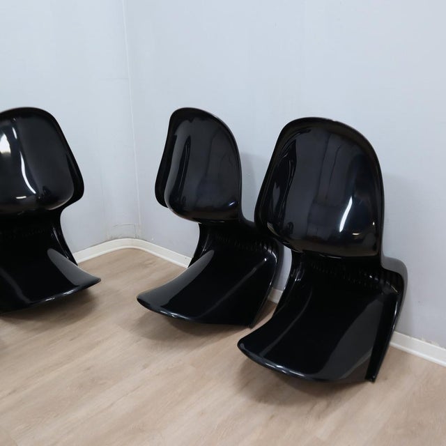 Plastic Black Panton Chairs by Verner Panton for Herman Miller / Vitra, 1960s, Set of 6 For Sale - Image 7 of 13