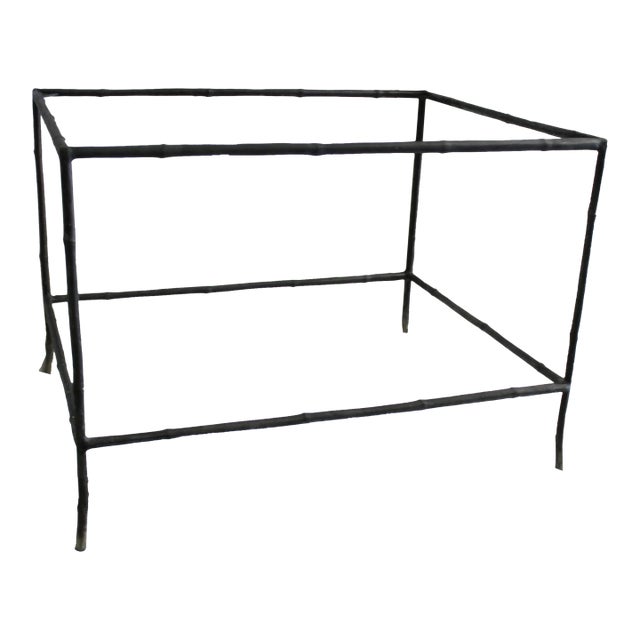 1990s Mid Century Modern Bronze, Bamboo Side Table For Sale