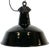 Industrial Black Enamel Factory Lamp with Cast Iron Top from Elektrosvit, 1950s For Sale