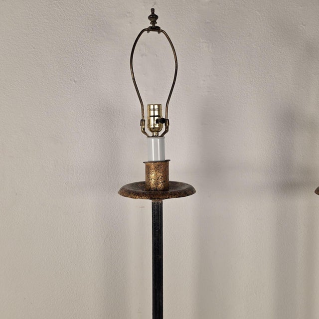 Baroque 1970s Wrought Iron Torchères With Gilt Accents - a Pair For Sale - Image 3 of 8