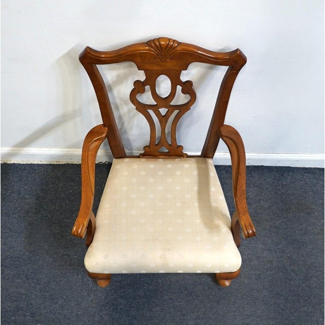 Wood Broyhill Furniture Solid Cherry Traditional Georgian Style Dining Arm Chair 7940-87/86 For Sale - Image 7 of 10